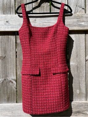 Amanda Uprichard Red Tweed Mini Dress